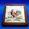 Quadro gallo in campagna cornice in legno pregiato