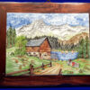Quadro paesaggio casa sul lago