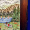 Quadro paesaggio casa sul lago