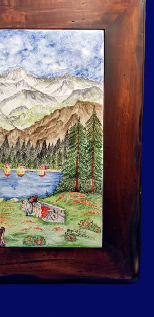 Quadro paesaggio casa sul lago