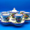 Servizio caffè 6 tazzine colore verde e blu