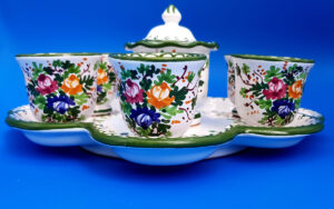 Servizio caffè 6 tazzine colore verde e blu