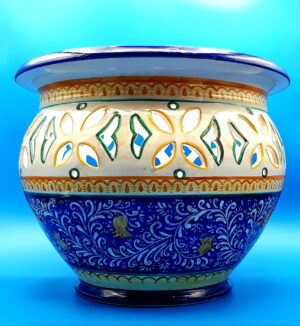 Vaso per piante graffiato blu