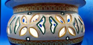 Vaso per piante graffiato blu