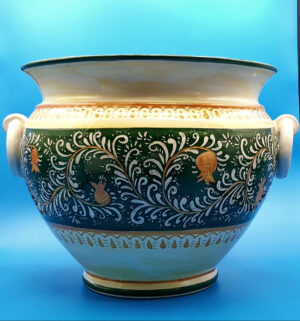 Vaso per piante graffiato verde