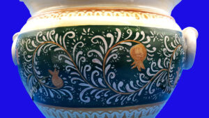 Vaso per piante graffiato verde
